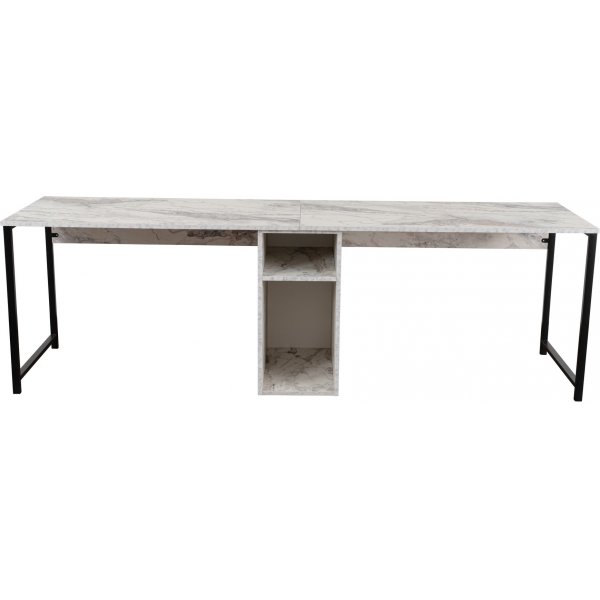 Twin skrivbord - Vit marmor/svart
