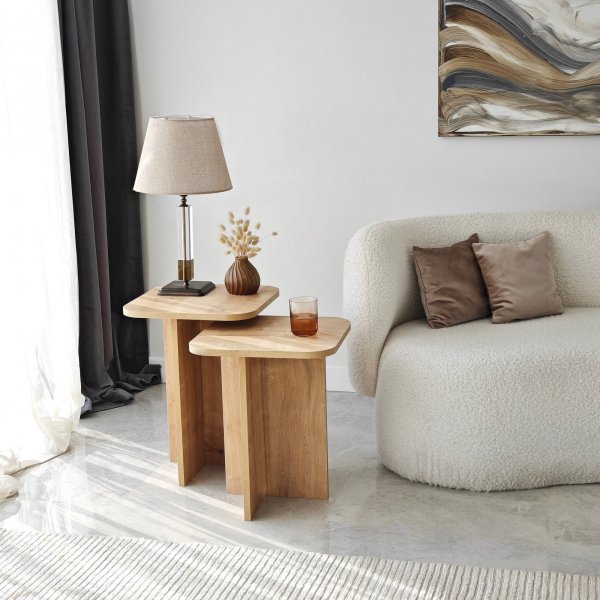 Blues bijzettafelset 40/40 x 40/40 cm - Eiken Blues bijzettafelset 40/40 x 40/40 cm - Eiken