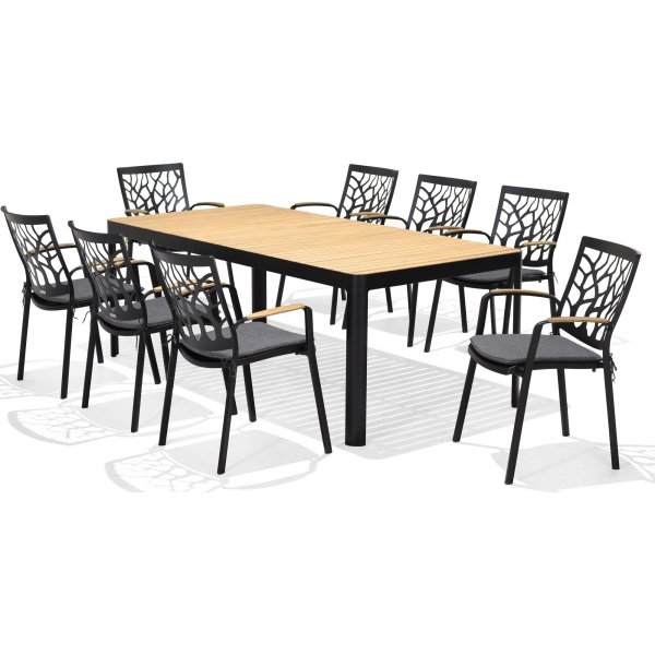 Portals eetgroep 20 - Zwart/teak