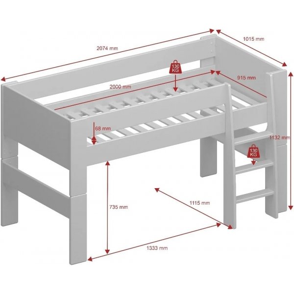 For kids loftsäng 90 x 200 cm - Grå For kids loftsäng 90 x 200 cm - Grå