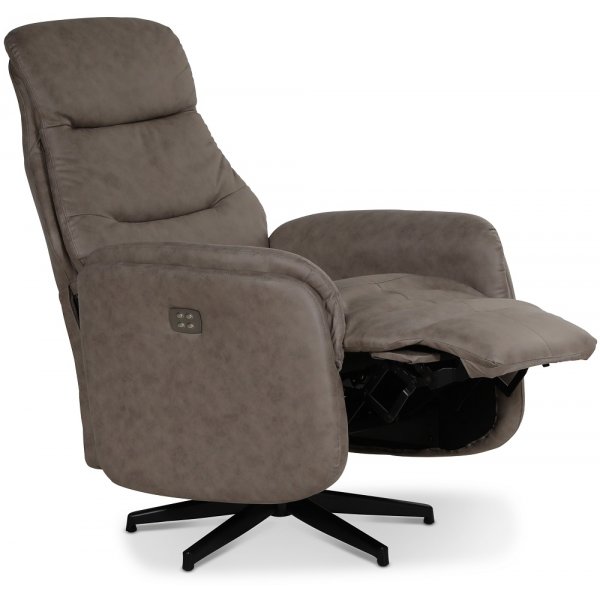 Comfort Saga (el) reclinerf�t�lj med inbyggt fotst�d - Gr�beige ecol�der