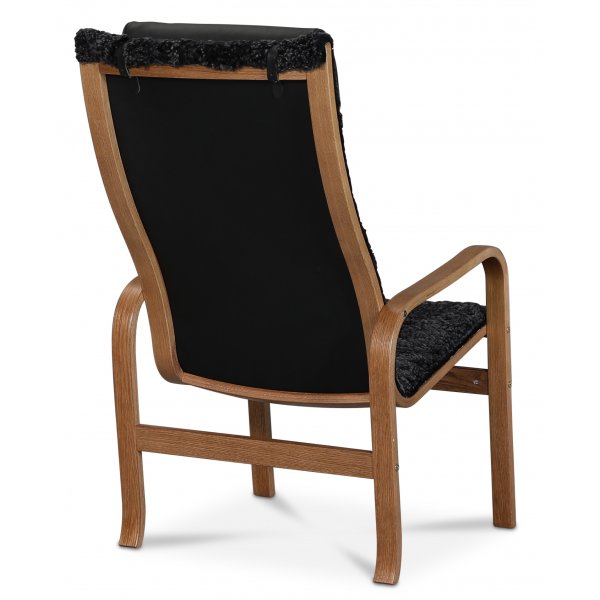 Fushion fåtölj i fårskinn scandinavian dark grey - Brunbetsad ek Fushion fåtölj i fårskinn scandinavian dark grey - Brunbetsad ek