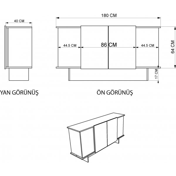 Diana skänk - Travertin/valnöt Diana skänk - Travertin/valnöt
