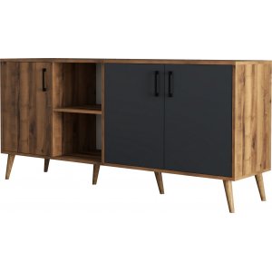 Exxen dressoir - Walnoot/antraciet