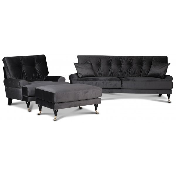 Adena f�t�lj i m�rkgr� sammet