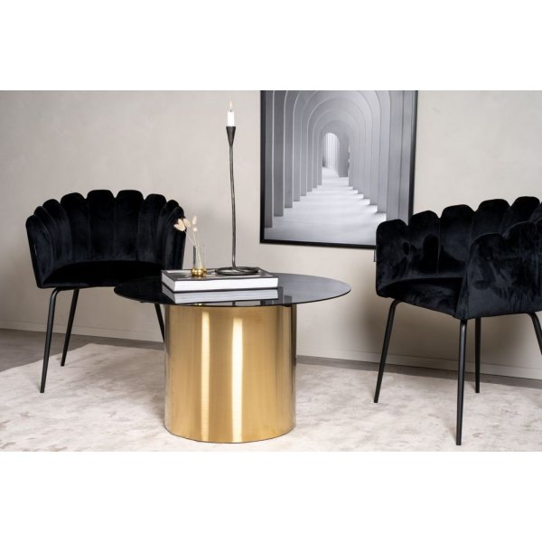 Table basse Alby Ø75 cm - Verre noir/laiton Table basse Alby Ø75 cm - Verre noir/laiton