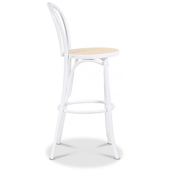 Barstol med rottingsits - Vit