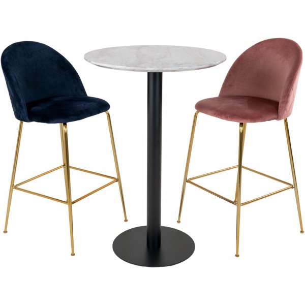 Bolzano Barbord 70 x 70 cm - Marmorimitation/svart