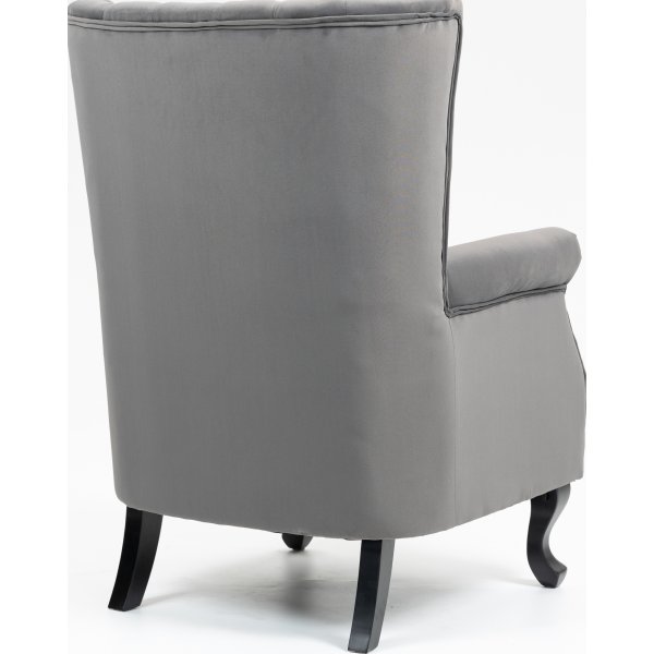 Fauteuil  oreilles en velours gris