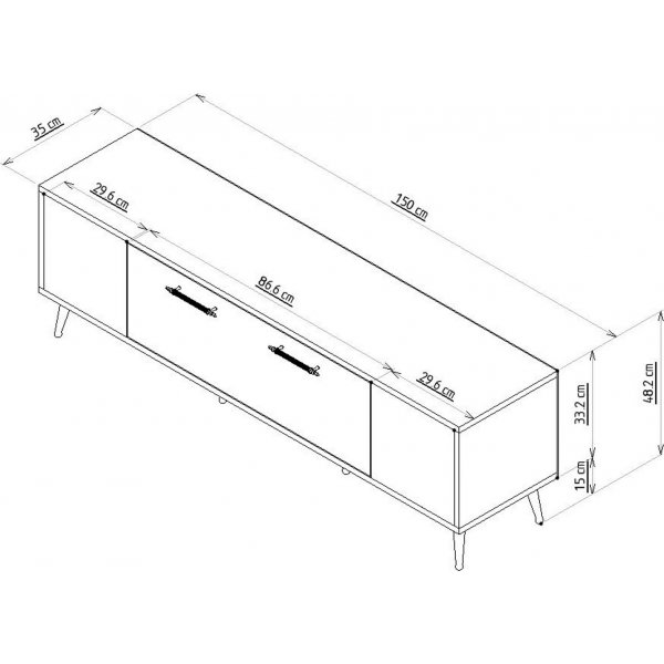 Witte tv-standaard met gouden details - 150 cm Witte tv-standaard met gouden details - 150 cm