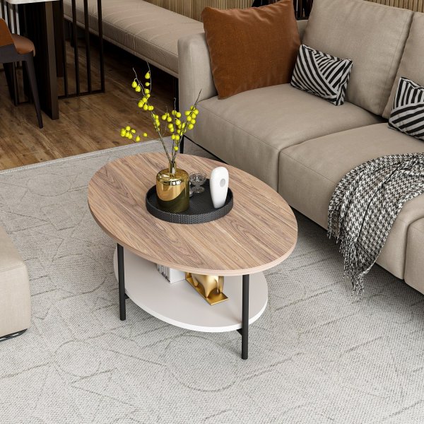 Elis soffbord 90 x 60 cm - Ek/vit Elis soffbord 90 x 60 cm - Ek/vit