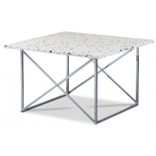 Terrazzo soffbord 75x75cm - Cosmos Terrazzo & underrede cross krom Terrazzo soffbord 75x75cm - Cosmos Terrazzo & underrede cross krom