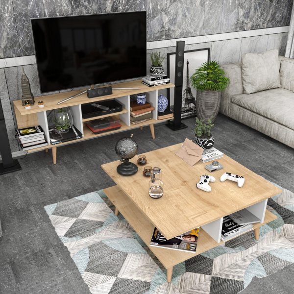 Banc média Akya - Chêne saphir/blanc Banc média Akya - Chêne saphir/blanc