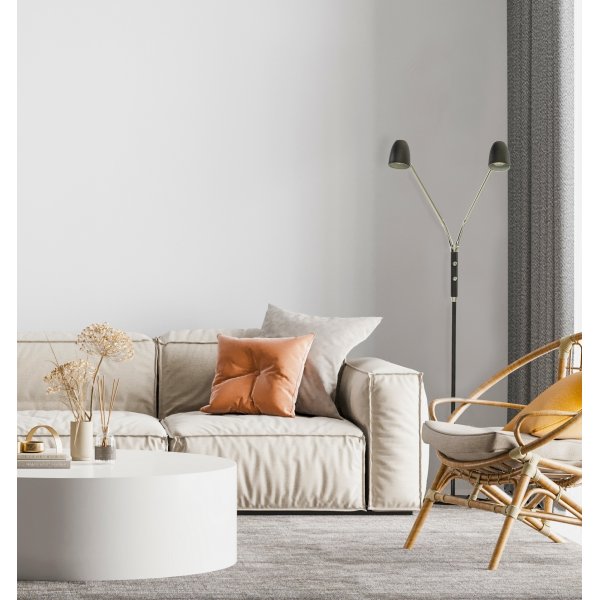 Lampadaire Sandnes - Noir/Chrome