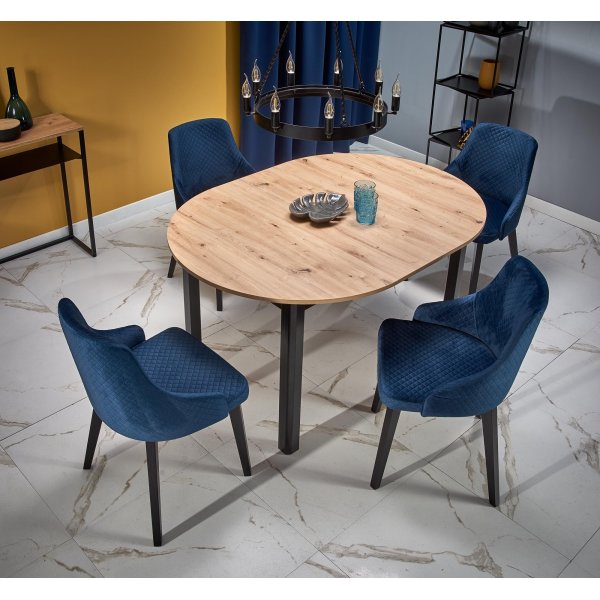 Table à manger 102-142 cm - Chêne artisanal/noir Table à manger 102-142 cm - Chêne artisanal/noir