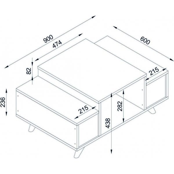 Eriberto soffbord 90 x 60 cm - Vit/valnöt Eriberto soffbord 90 x 60 cm - Vit/valnöt