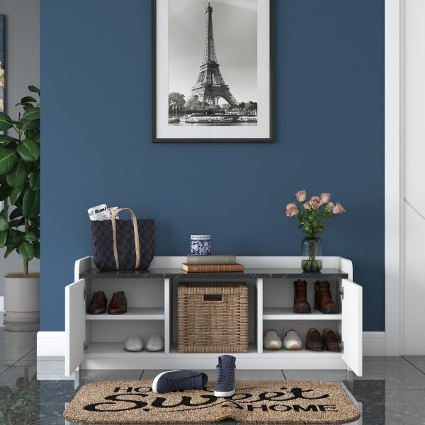 Peto skoskåp - Vit/svart marmor Peto skoskåp - Vit/svart marmor