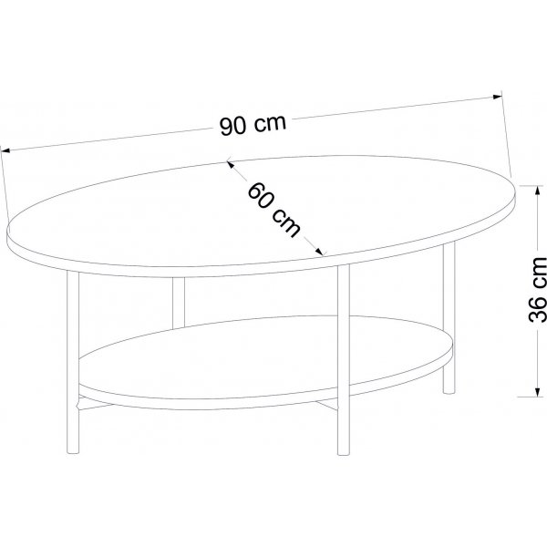 Elis soffbord 90 x 60 cm - Ek/vit Elis soffbord 90 x 60 cm - Ek/vit