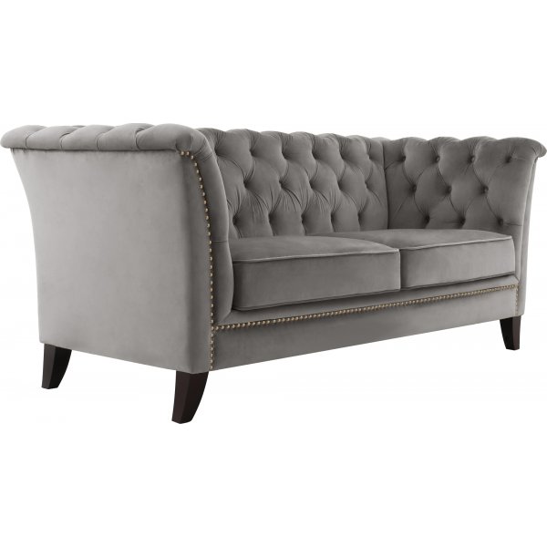 Canapé 2 places Chesterfield gris - Henry + Nettoyage textile pour meubles Canapé 2 places Chesterfield gris - Henry + Nettoyage textile pour meubles