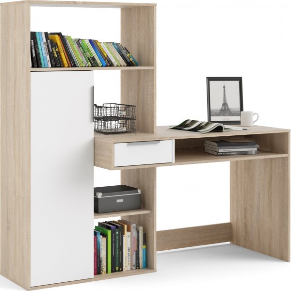 Function Plus skrivbord 162,8 x 60,4 x 155,4 cm - Ek/vit Function Plus skrivbord 162,8 x 60,4 x 155,4 cm - Ek/vit