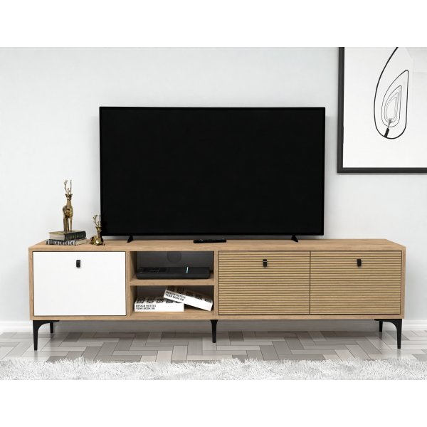 Meuble TV Vision - Blanc/chêne Meuble TV Vision - Blanc/chêne