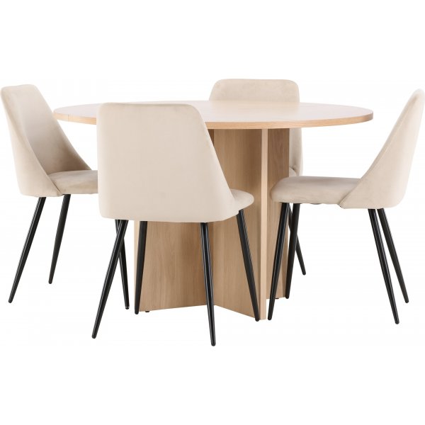 Matbord Strada med 4 st Night stolar - Beige/svart/whitewash