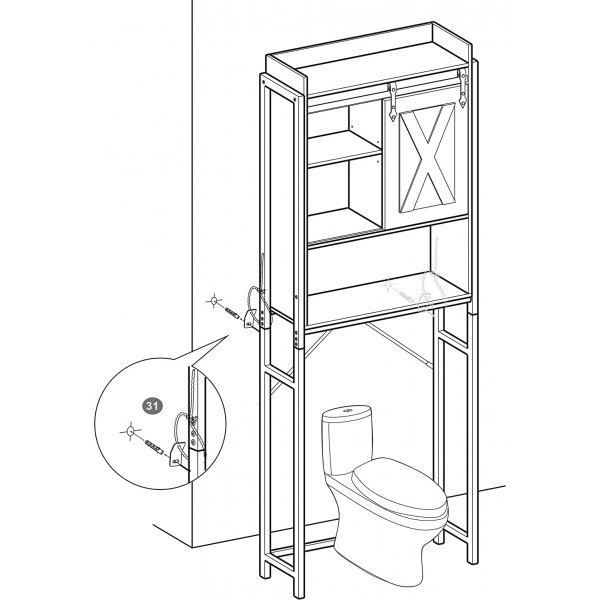 tagre de salle de bain Zeke - Noir/marron