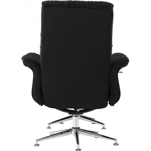Reclinerfåtölj med fotpall Svart / Krom - Hagön + Textilrengöring för möbler Reclinerfåtölj med fotpall Svart / Krom - Hagön + Textilrengöring för möbler
