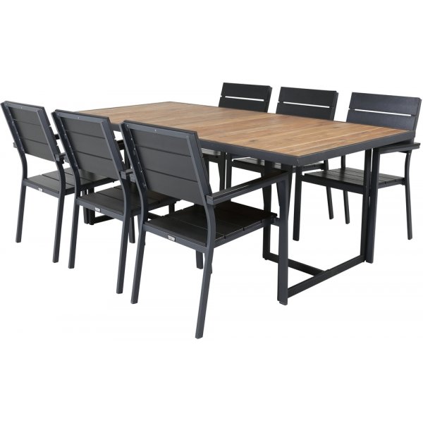 Khung utematgrupp med 6 st Levels stolar - Svart/Natur Khung utematgrupp med 6 st Levels stolar - Svart/Natur