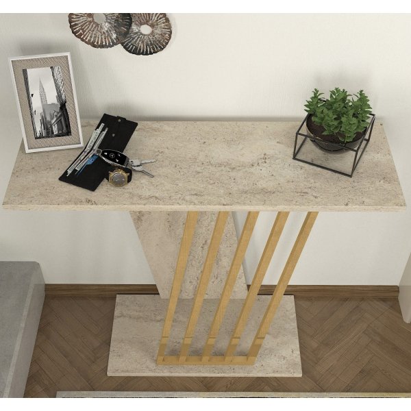 Table en relief par gravité - Or/travertin Table en relief par gravité - Or/travertin