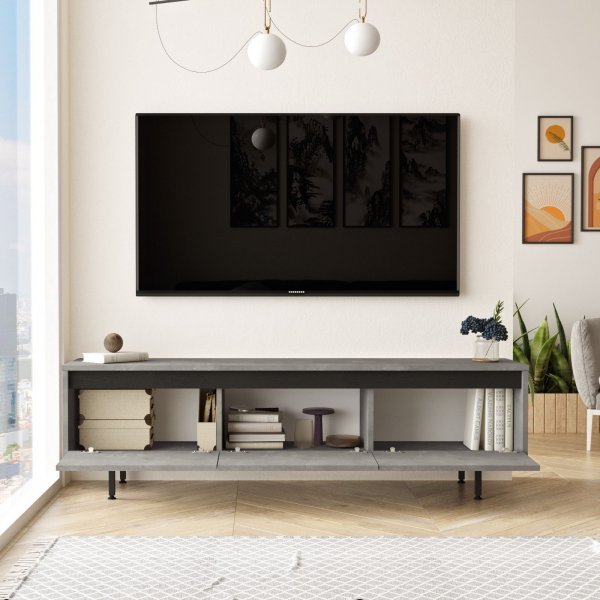 Luvio TV-bänk 1 - Silver/svart Luvio TV-bänk 1 - Silver/svart