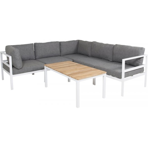 Copacabana hörnsoffgrupp - Vit/Teak/Grå Copacabana hörnsoffgrupp - Vit/Teak/Grå