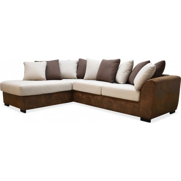 Delux soffa med ppet avslut vnster - Brun/Beige/Vintage
