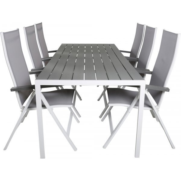 Break utematgrupp med 6 st Albany stolar - Gr/Vit