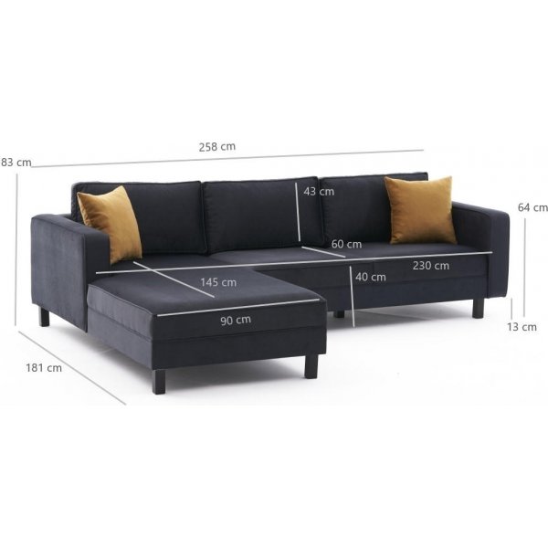 Kale divansoffa vänster - Antracit sammet Kale divansoffa vänster - Antracit sammet