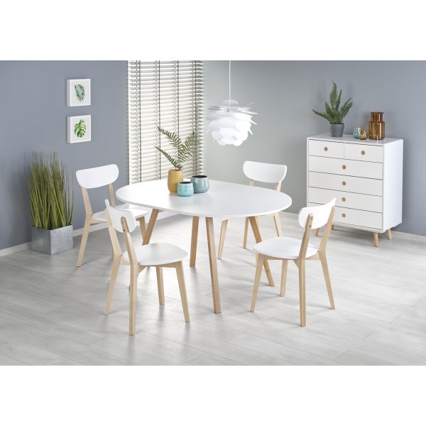 Table ronde extensible blanche Caliss Ø102 + 40 cm Table ronde extensible blanche Caliss Ø102 + 40 cm