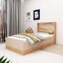Sneker eenpersoonsbed 190 x 90 cm - Grenen/beige