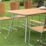 Möllan utegrupp i teak: 6 st karmstolar med matbord 176x90 cm