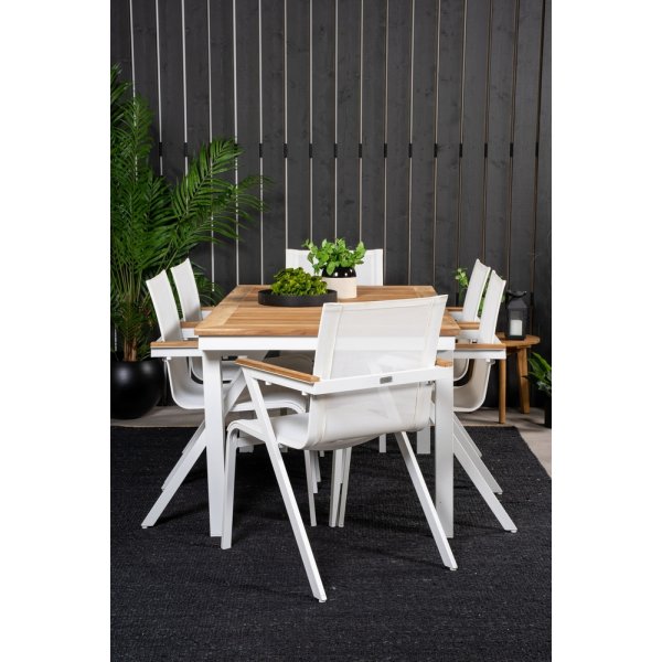 Panama utematgrupp med 6 st Mexico stolar - Natur/Vit