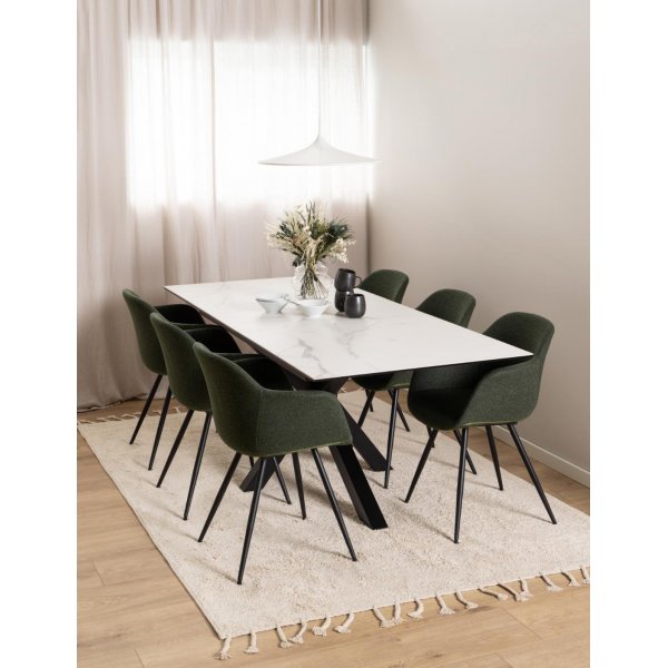 Heaven matbord 168-210 x 90 cm - Vit/matt svart Heaven matbord 168-210 x 90 cm - Vit/matt svart