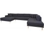 Lido U-soffa med ppen avslut - Mrkgr