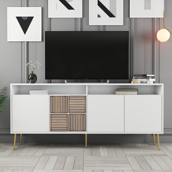 Milan skänk 180 cm - Vit/guld Milan skänk 180 cm - Vit/guld
