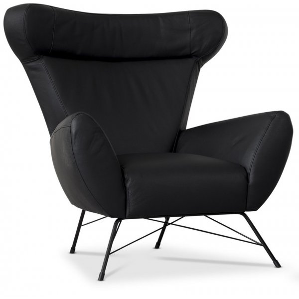 Town f�t�lj svart l�der