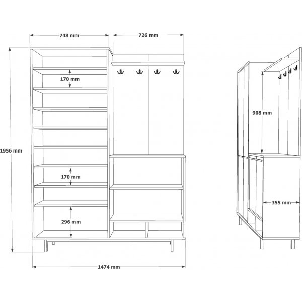 Oasis hallmöbel - Ek/vit Oasis hallmöbel - Ek/vit