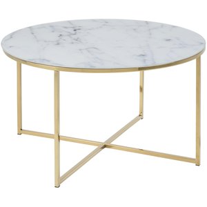 Table basse Alisma 80 cm - Marbre blanc/or