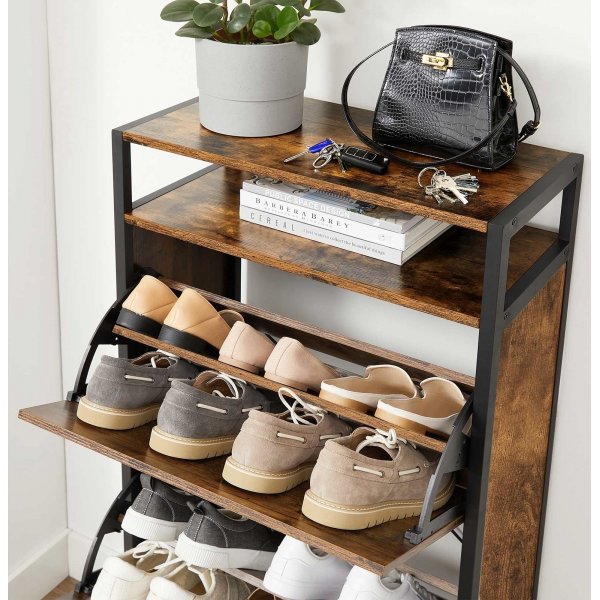 Meuble à chaussures Mattias 60 x 130 cm - Marron/noir Meuble à chaussures Mattias 60 x 130 cm - Marron/noir