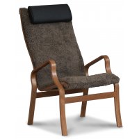 Lammet fåtölj i fårskinn scandinavian expresso - Brunbetsad ek Lammet fåtölj i fårskinn scandinavian expresso - Brunbetsad ek