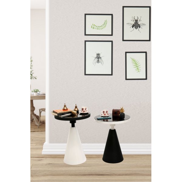 Chalice sidobord set 50/55 cm - Svart/vit Chalice sidobord set 50/55 cm - Svart/vit