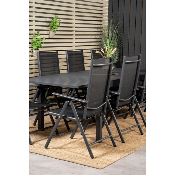 Marbella utematgrupp med 8 st Break stolar - Svart