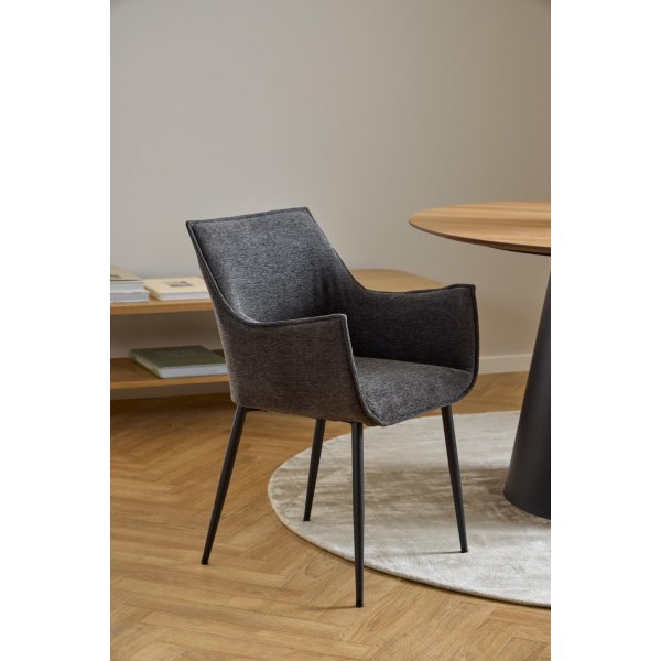 Bonita karmstol - Gr chenille/matt svart